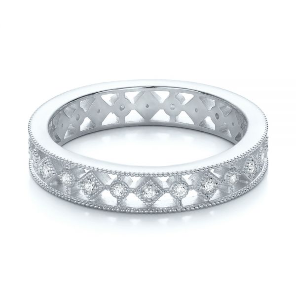  Platinum Platinum Bezel Set Diamond Stackable Eternity Band - Flat View -  101917