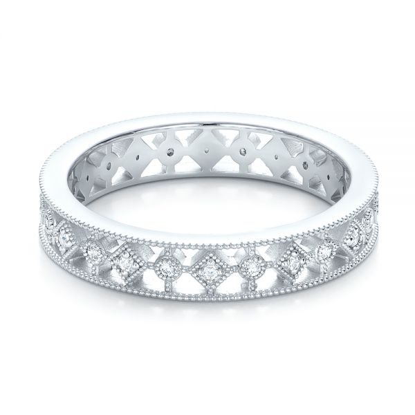 14k White Gold 14k White Gold Bezel Set Diamond Stackable Eternity Band - Flat View -  101918