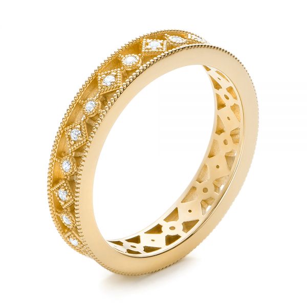 18k Yellow Gold 18k Yellow Gold Bezel Set Diamond Stackable Eternity Band - Three-Quarter View - 101916