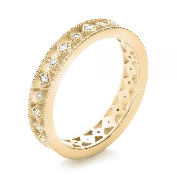 18k Yellow Gold 18k Yellow Gold Bezel Set Diamond Stackable Eternity Band - Three-Quarter View - 101918