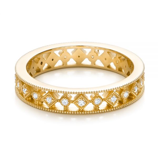 18k Yellow Gold 18k Yellow Gold Bezel Set Diamond Stackable Eternity Band - Flat View - 101916