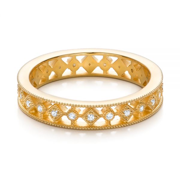 18k Yellow Gold Bezel Set Diamond Stackable Eternity Band - Flat View -  101917