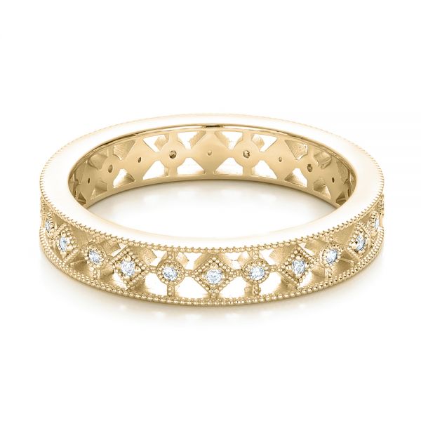 18k Yellow Gold 18k Yellow Gold Bezel Set Diamond Stackable Eternity Band - Flat View - 101918