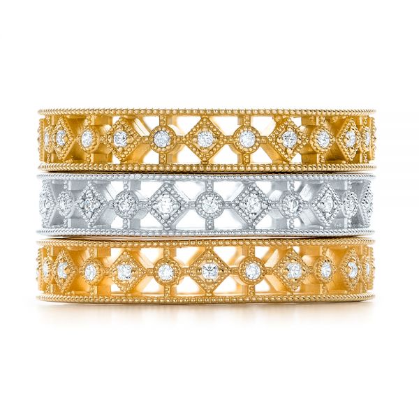 18k Yellow Gold 18k Yellow Gold Bezel Set Diamond Stackable Eternity Band - Front View - 101916