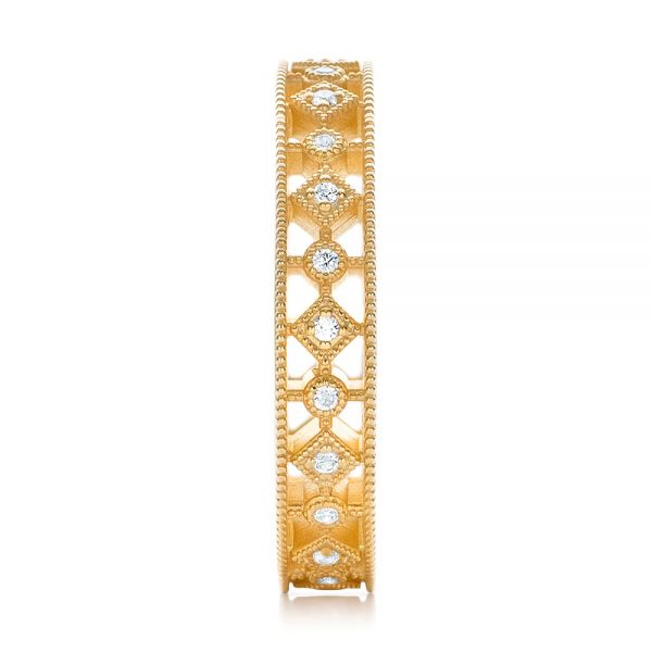 18k Yellow Gold Bezel Set Diamond Stackable Eternity Band - Side View - 101917
