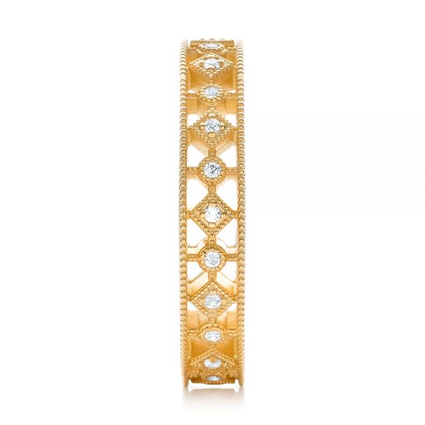 14k Yellow Gold 14k Yellow Gold Bezel Set Diamond Stackable Eternity Band - Side View -  101917