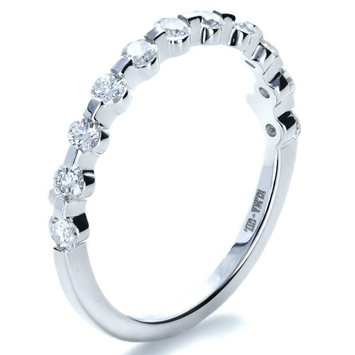  Platinum Platinum Bezel Set Diamond Women's Wedding Band - Three-Quarter View -  1253 - Thumbnail