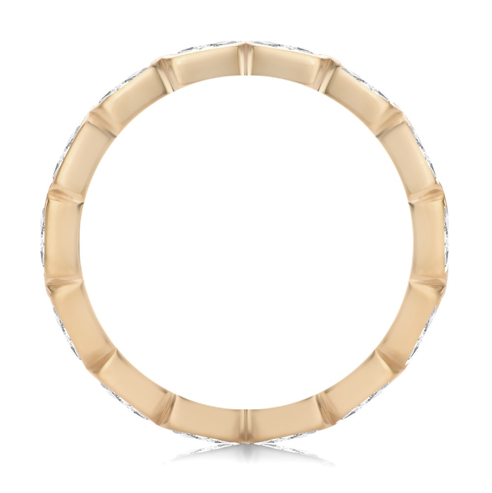 18k Rose Gold Bezel Set Emerald Cut Diamond Eternity Band - Front View -  108549 - Thumbnail