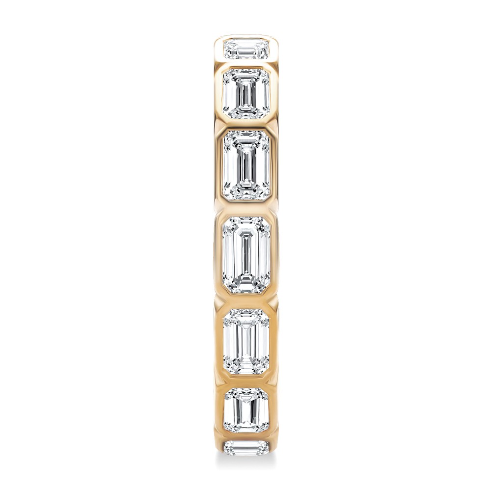 18k Rose Gold Bezel Set Emerald Cut Diamond Eternity Band - Side View -  108549 - Thumbnail