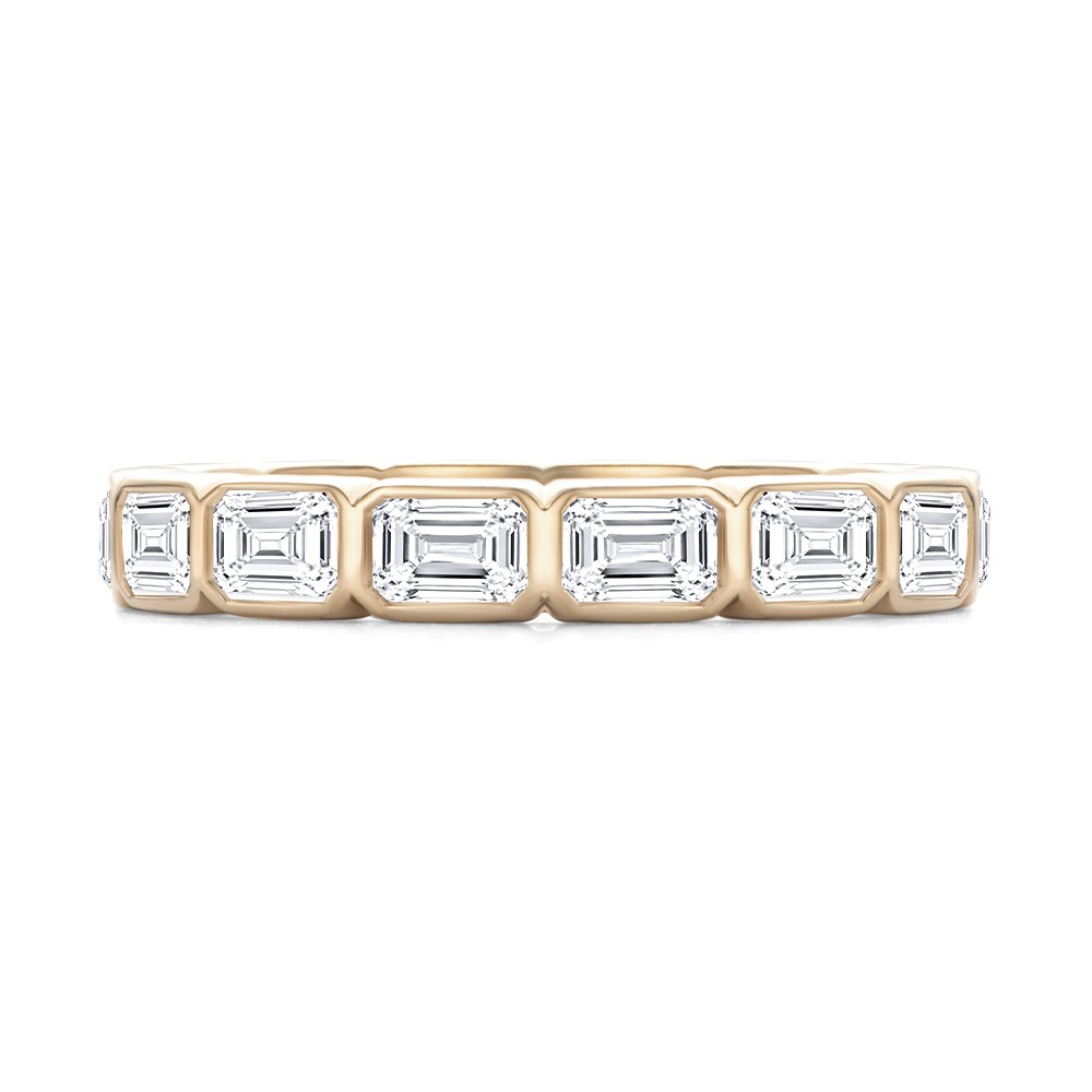18k Rose Gold Bezel Set Emerald Cut Diamond Eternity Band - Top View -  108549 - Thumbnail