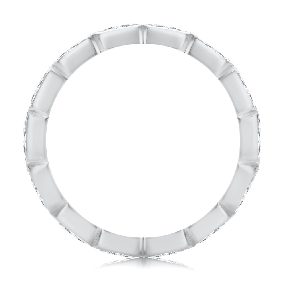 18k White Gold Bezel Set Emerald Cut Diamond Eternity Band - Front View -  108549 - Thumbnail