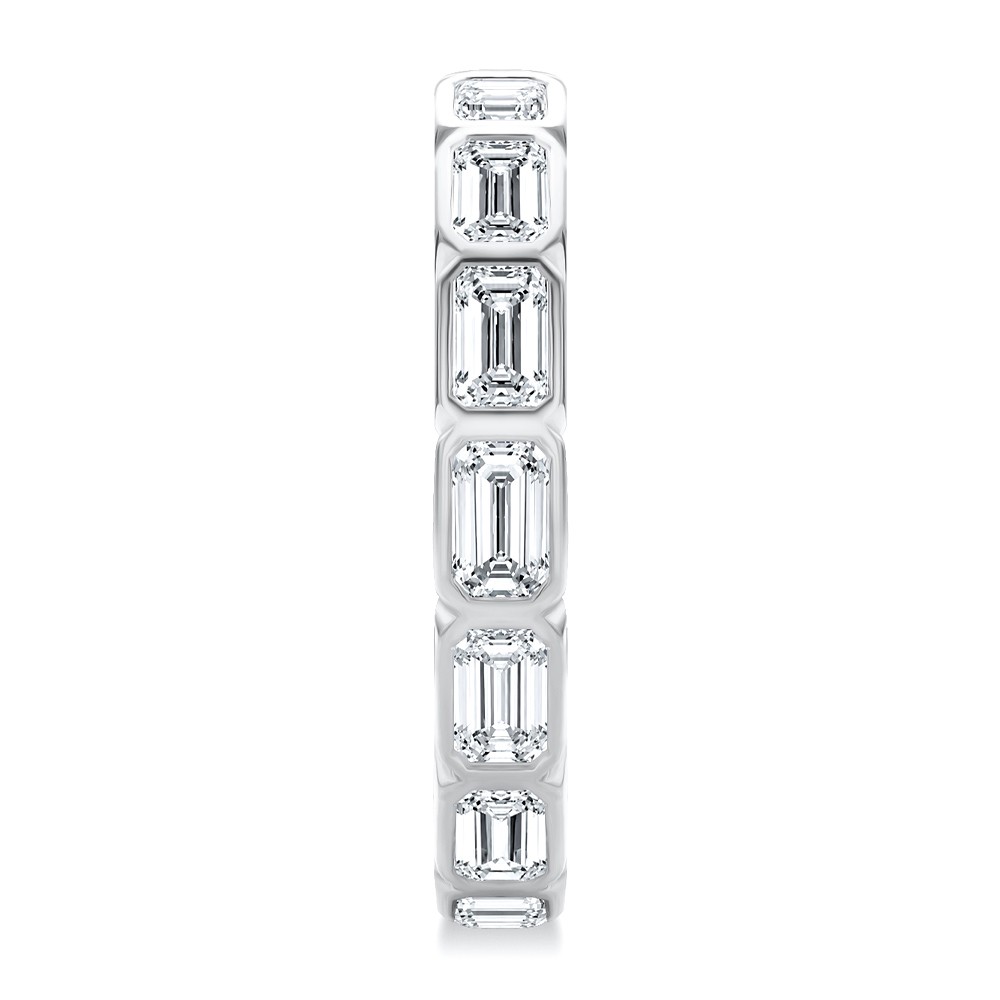 18k White Gold Bezel Set Emerald Cut Diamond Eternity Band - Side View -  108549 - Thumbnail
