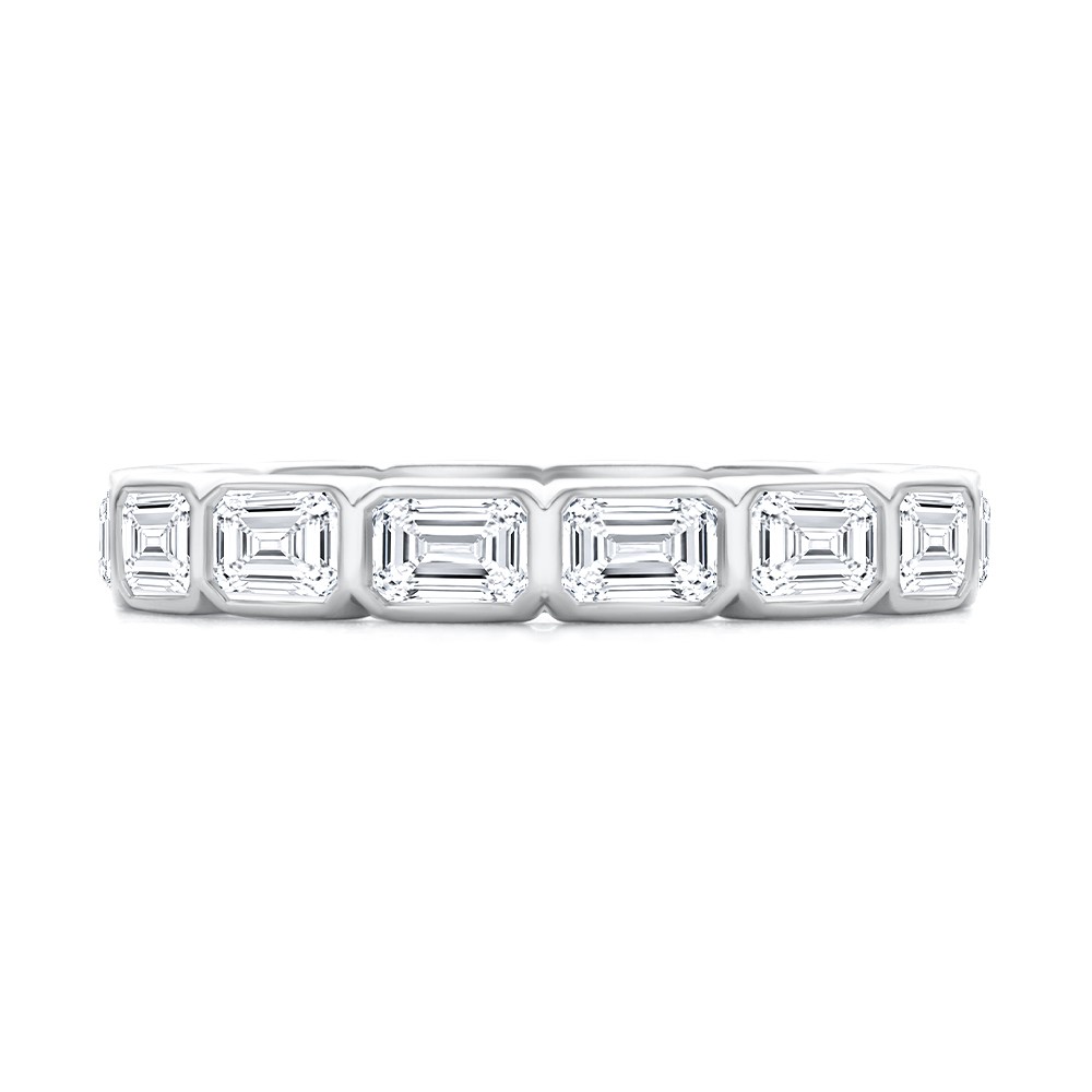 18k White Gold Bezel Set Emerald Cut Diamond Eternity Band - Top View -  108549 - Thumbnail