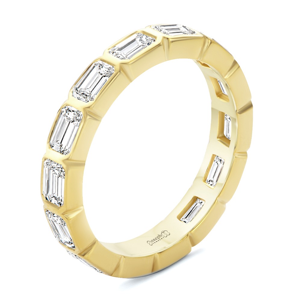 Bezel Set Emerald Cut Diamond Eternity Band - Image