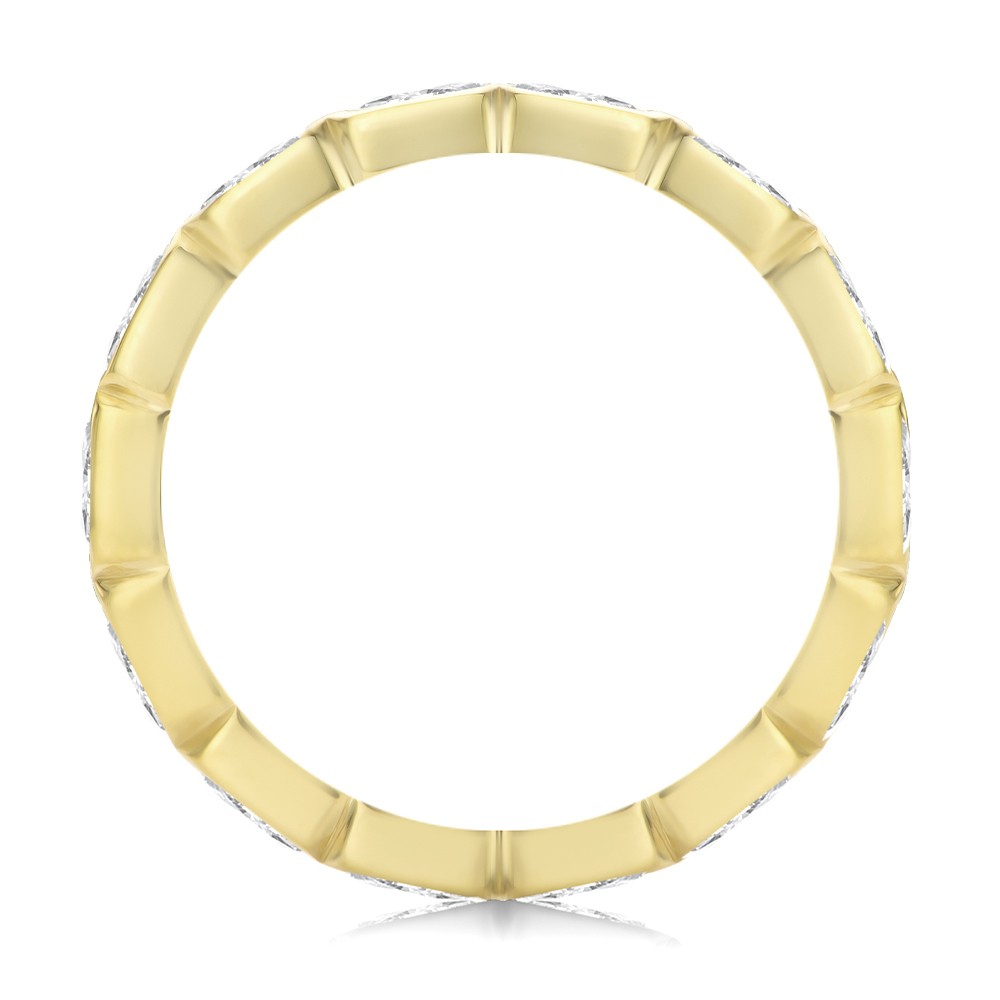 18k Yellow Gold Bezel Set Emerald Cut Diamond Eternity Band - Front View -  108549 - Thumbnail