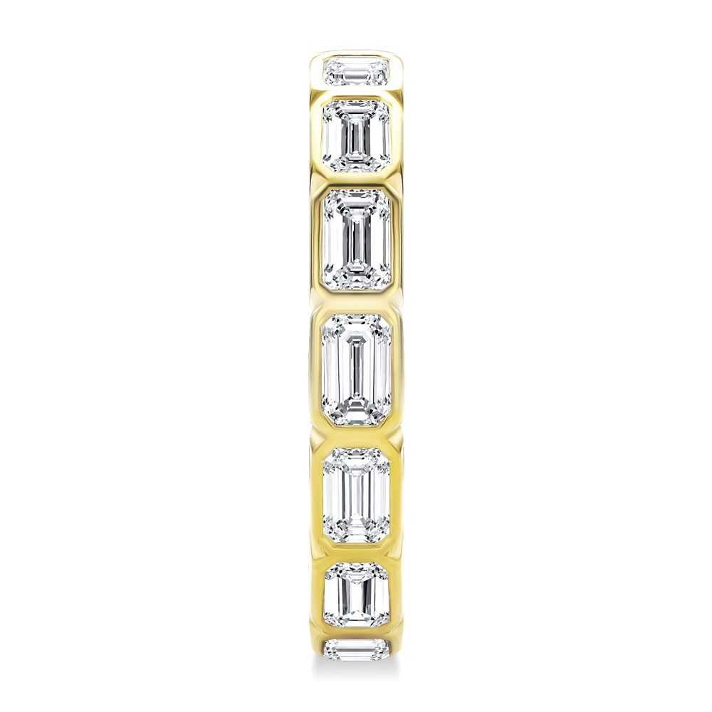 18k Yellow Gold Bezel Set Emerald Cut Diamond Eternity Band - Side View -  108549 - Thumbnail