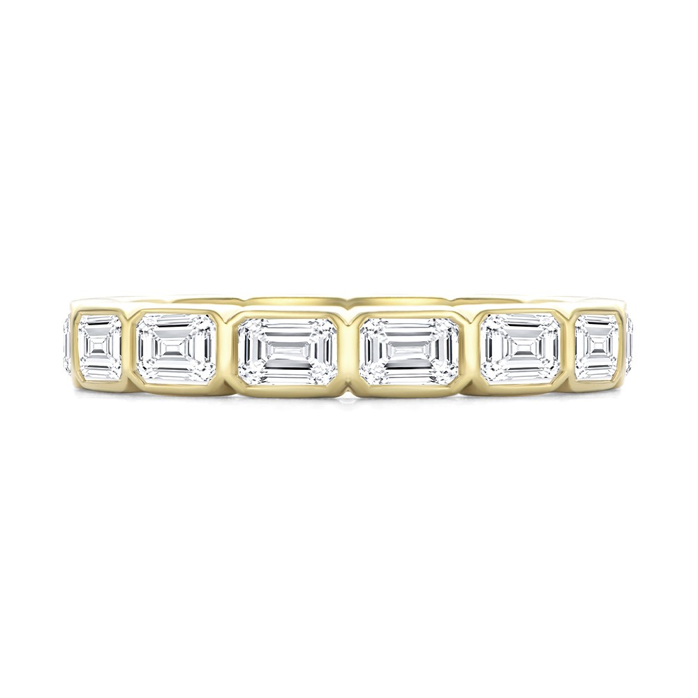 18k Yellow Gold Bezel Set Emerald Cut Diamond Eternity Band - Top View -  108549 - Thumbnail