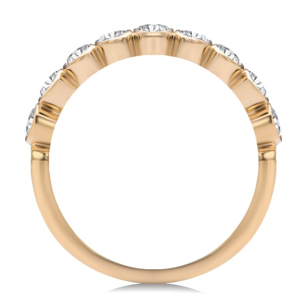 14k Rose Gold 14k Rose Gold Bezel Set Oval Diamond Band - Front View -  108143