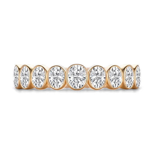 14k Rose Gold 14k Rose Gold Bezel Set Oval Diamond Band - Top View -  108143