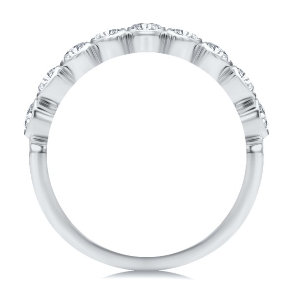 14k White Gold 14k White Gold Bezel Set Oval Diamond Band - Front View -  108143