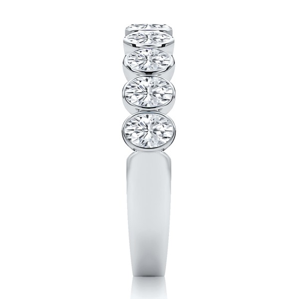 14k White Gold 14k White Gold Bezel Set Oval Diamond Band - Side View -  108143
