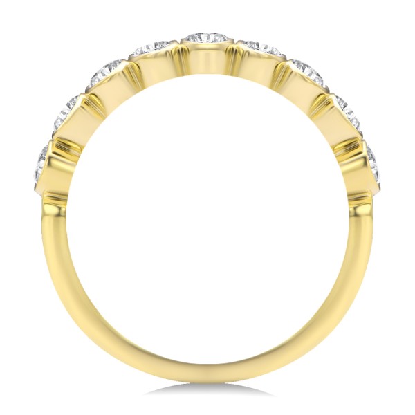 14k Yellow Gold Bezel Set Oval Diamond Band - Front View -  108143