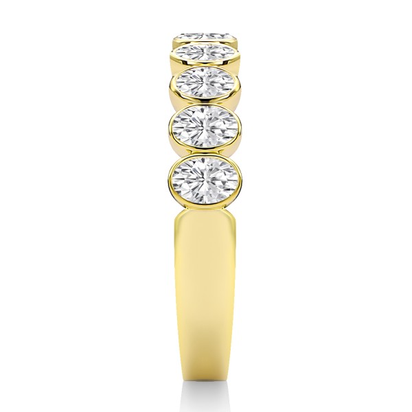 14k Yellow Gold Bezel Set Oval Diamond Band - Side View -  108143