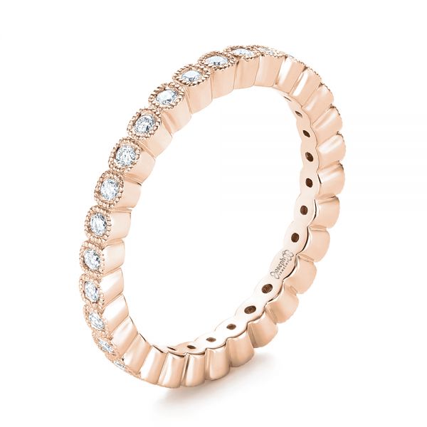 14k Rose Gold 14k Rose Gold Bezel Set Diamond Eternity Wedding Band - Three-Quarter View -  103639