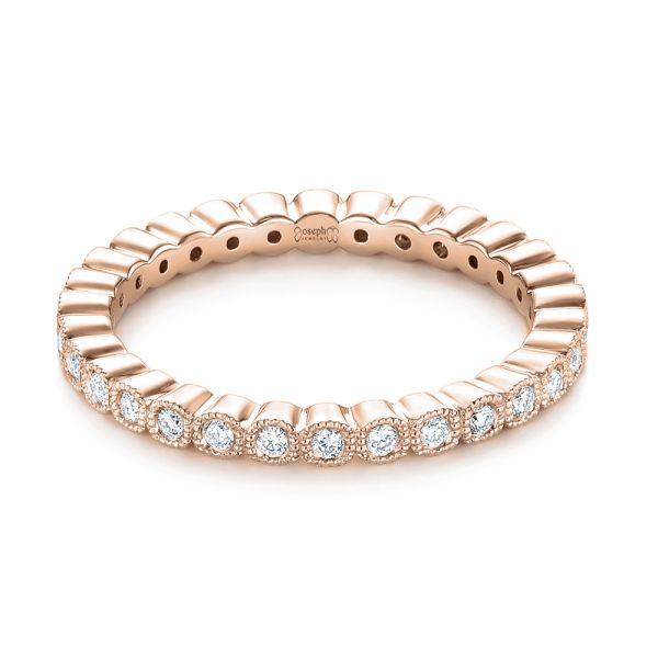 18k Rose Gold 18k Rose Gold Bezel Set Diamond Eternity Wedding Band - Flat View -  103639