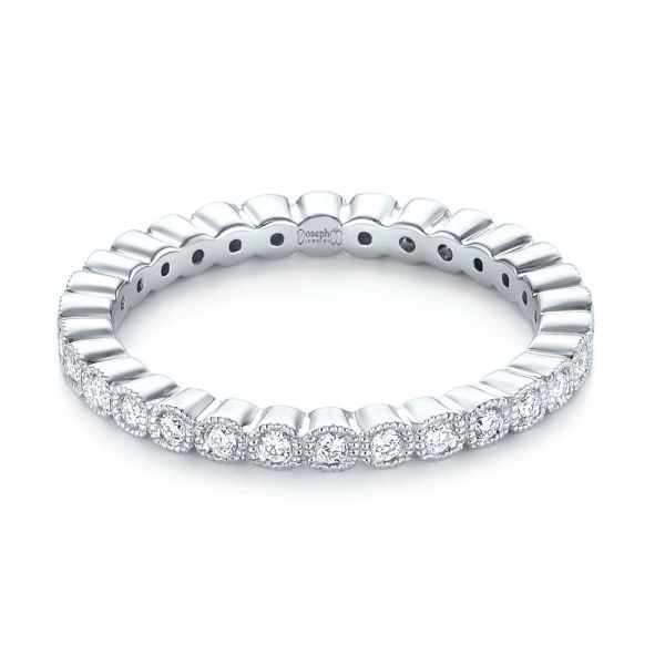 18k White Gold Bezel Set Diamond Eternity Wedding Band - Flat View -  103639