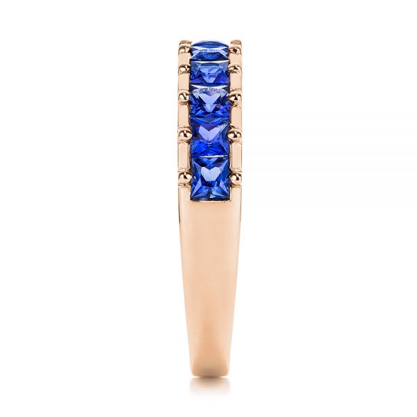 18k Rose Gold 18k Rose Gold Blue Sapphire Channel Set Wedding Band - Side View - 106001