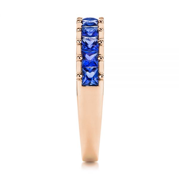 18k Rose Gold 18k Rose Gold Blue Sapphire Channel Set Wedding Band - Side View -  106001 - Thumbnail