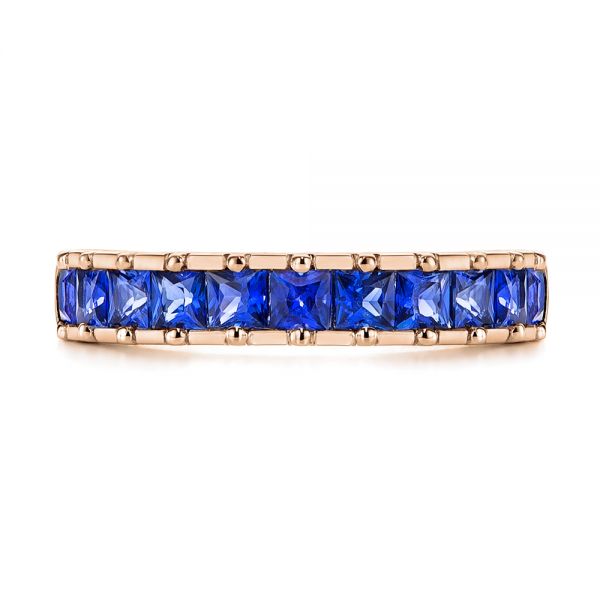 14k Rose Gold 14k Rose Gold Blue Sapphire Channel Set Wedding Band - Top View -  106001