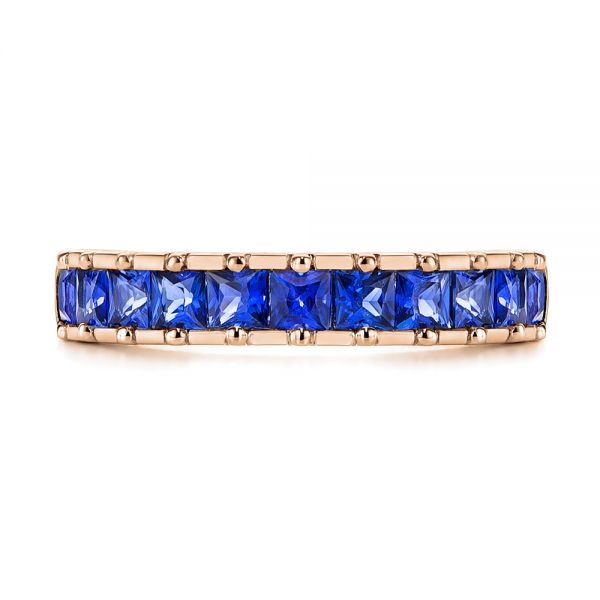 18k Rose Gold 18k Rose Gold Blue Sapphire Channel Set Wedding Band - Top View - 106001