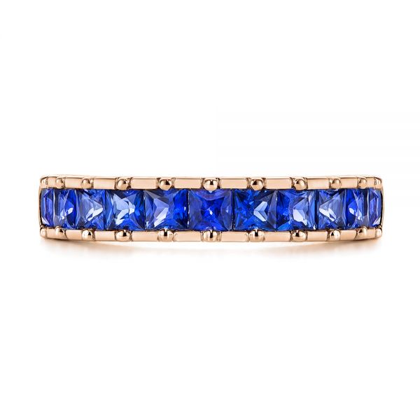 14k Rose Gold 14k Rose Gold Blue Sapphire Channel Set Wedding Band - Top View -  106001 - Thumbnail