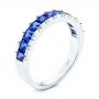 14k White Gold Blue Sapphire Channel Set Wedding Band - Three-Quarter View -  106001 - Thumbnail