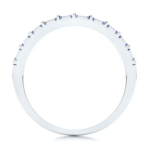 14k White Gold Blue Sapphire Channel Set Wedding Band - Front View -  106001 - Thumbnail