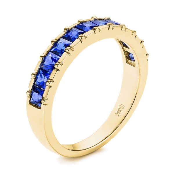 Blue Sapphire Channel Set Wedding Band - Image