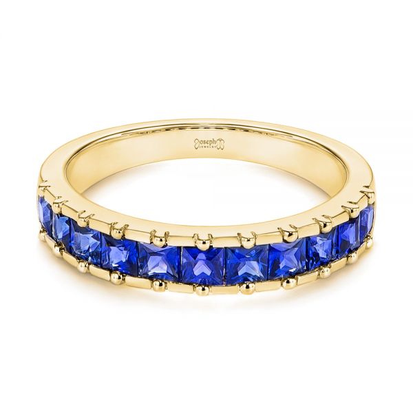 18k Yellow Gold 18k Yellow Gold Blue Sapphire Channel Set Wedding Band - Flat View - 106001