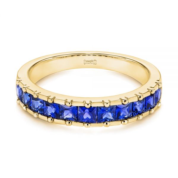 18k Yellow Gold 18k Yellow Gold Blue Sapphire Channel Set Wedding Band - Flat View -  106001 - Thumbnail