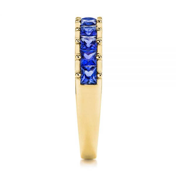18k Yellow Gold 18k Yellow Gold Blue Sapphire Channel Set Wedding Band - Side View - 106001
