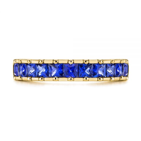 18k Yellow Gold 18k Yellow Gold Blue Sapphire Channel Set Wedding Band - Top View - 106001