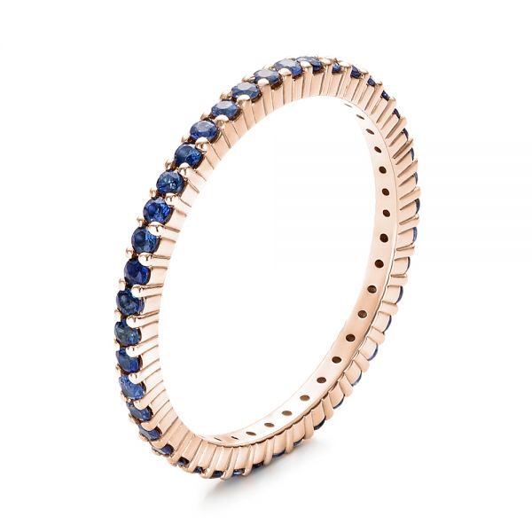 18k Rose Gold 18k Rose Gold Blue Sapphire Stackable Eternity Band - Three-Quarter View -  101928