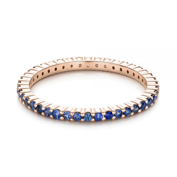 14k Rose Gold 14k Rose Gold Blue Sapphire Stackable Eternity Band - Flat View -  101928