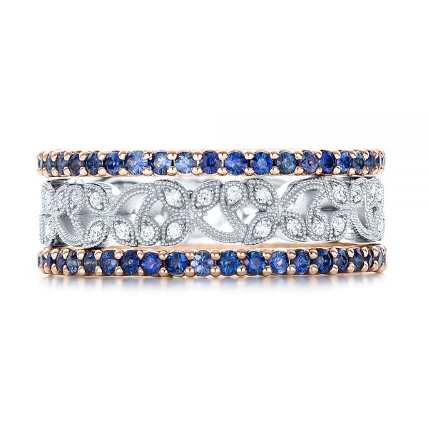 14k Rose Gold 14k Rose Gold Blue Sapphire Stackable Eternity Band - Front View -  101928