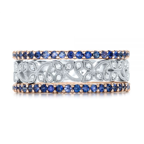 18k Rose Gold 18k Rose Gold Blue Sapphire Stackable Eternity Band - Front View - 101928