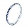 18k White Gold Blue Sapphire Stackable Eternity Band - Three-Quarter View -  101928 - Thumbnail