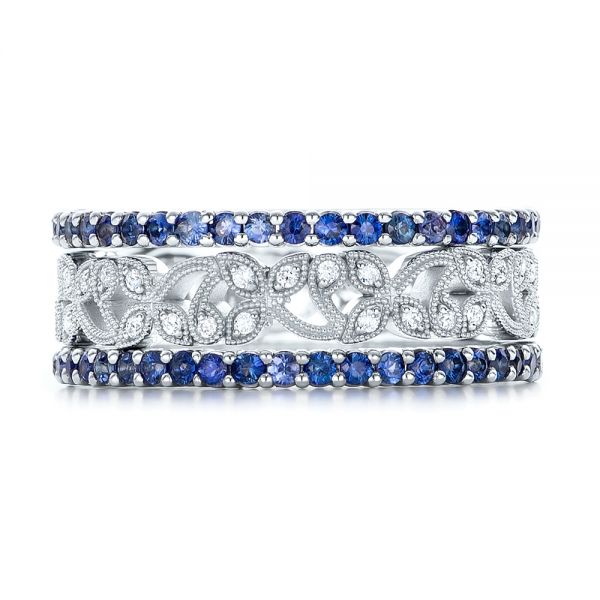  Platinum Platinum Blue Sapphire Stackable Eternity Band - Front View -  101928