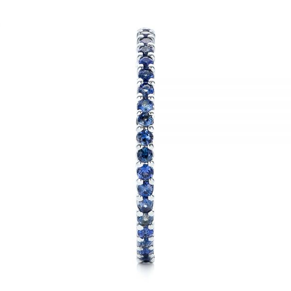 18k White Gold Blue Sapphire Stackable Eternity Band - Side View -  101928