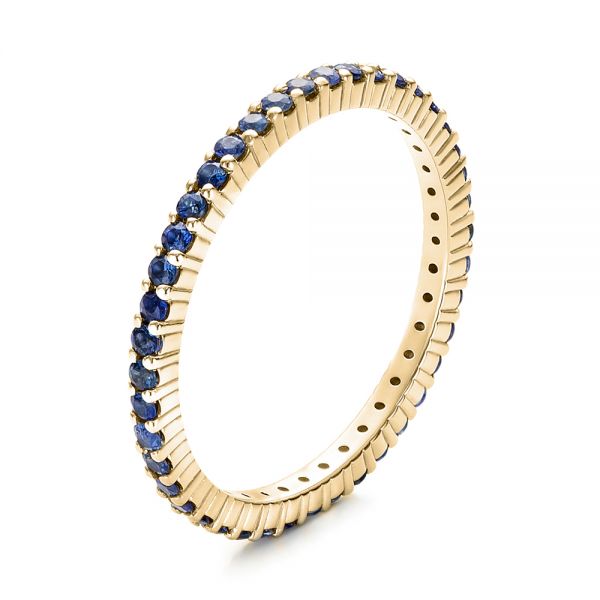 14k Yellow Gold 14k Yellow Gold Blue Sapphire Stackable Eternity Band - Three-Quarter View -  101928